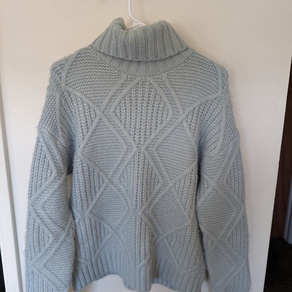 Caslon Pastel Blue Cable Knit Sweater Classic Prep. Quiet Luxury, Sweater Sz.S